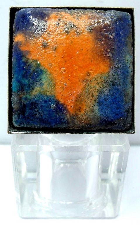 bague raku bleue et orange C Vue 