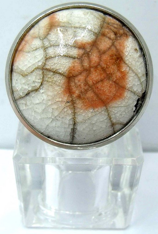 bague raku creme et orange C Vue 