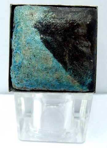 bague raku bleue et noire  C Vue 