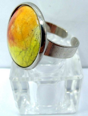 bague raku orange et jauneC Vue 2