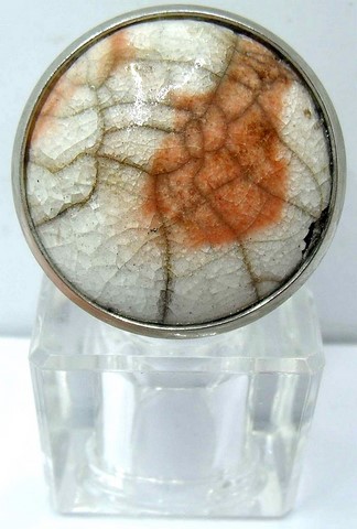 bague raku creme et orange C Vue 